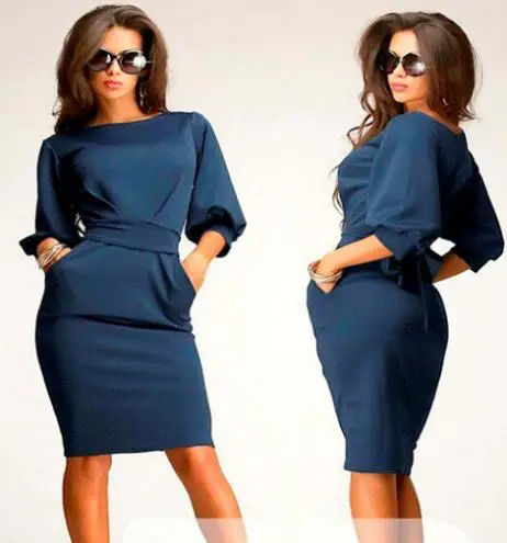 Whole High Quality Women Working Dresses With Half Sleeve O Neck Please Click Here To Visit My Fashion