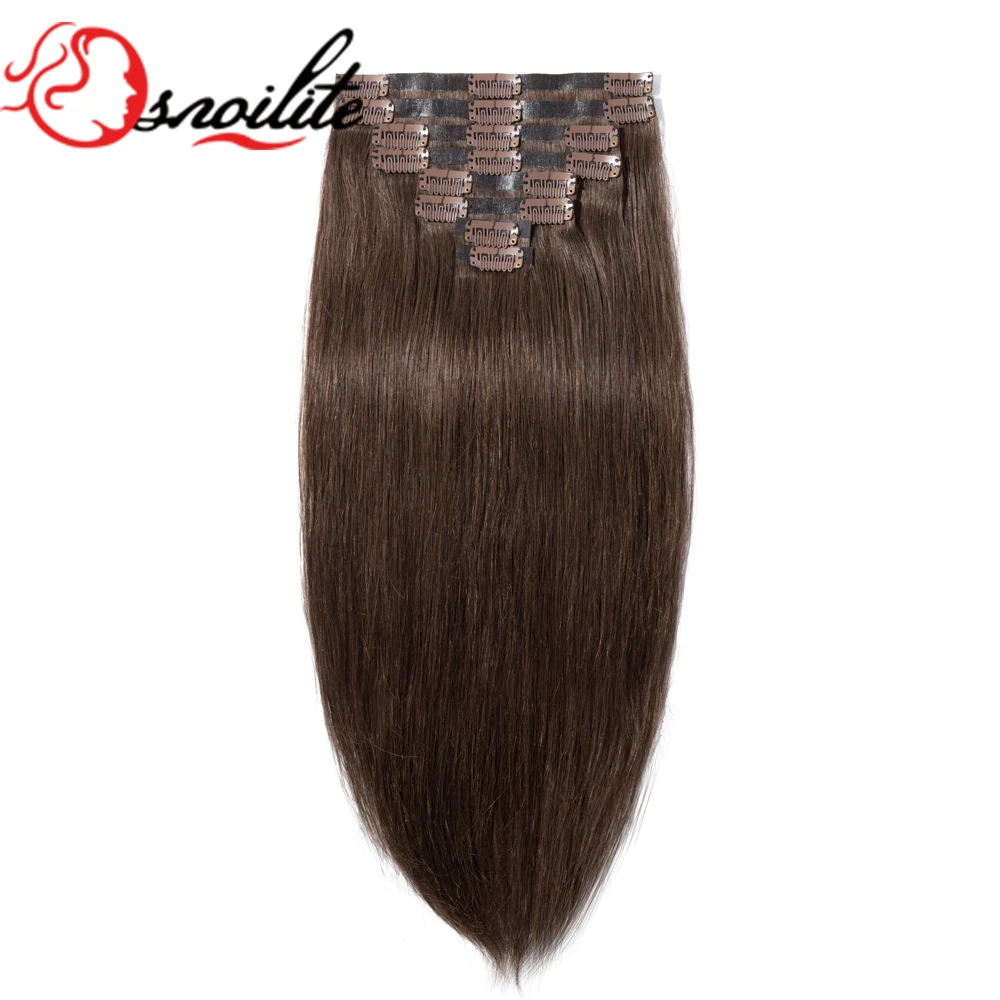 Full head 8pieces set 100% Remy human pu skin weft seamless clip in hair extensions