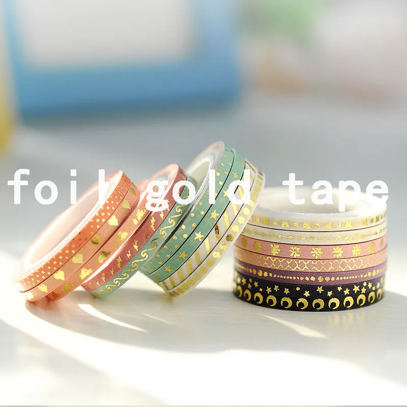 
16 rolls thin foil gold skinny washi tape set 