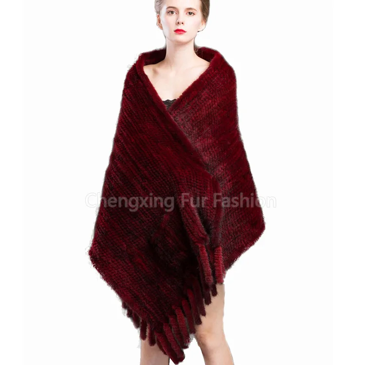 CX-B-M-25C Cheap Hot Sale Woman Winter Knitted Fur Stole wrap Fur Capes Mink Fur Shawls Of All Types