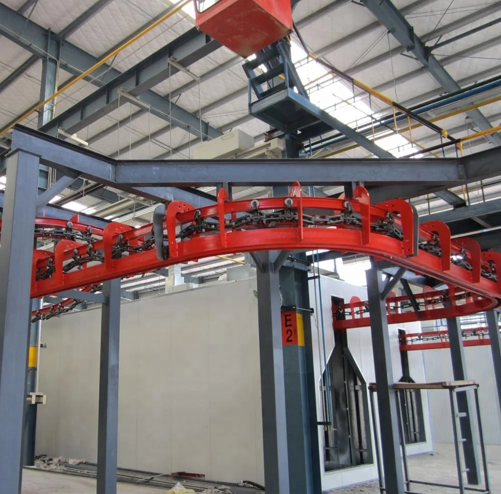 Powder coating line overhead power and free conveyor system conveying equipment