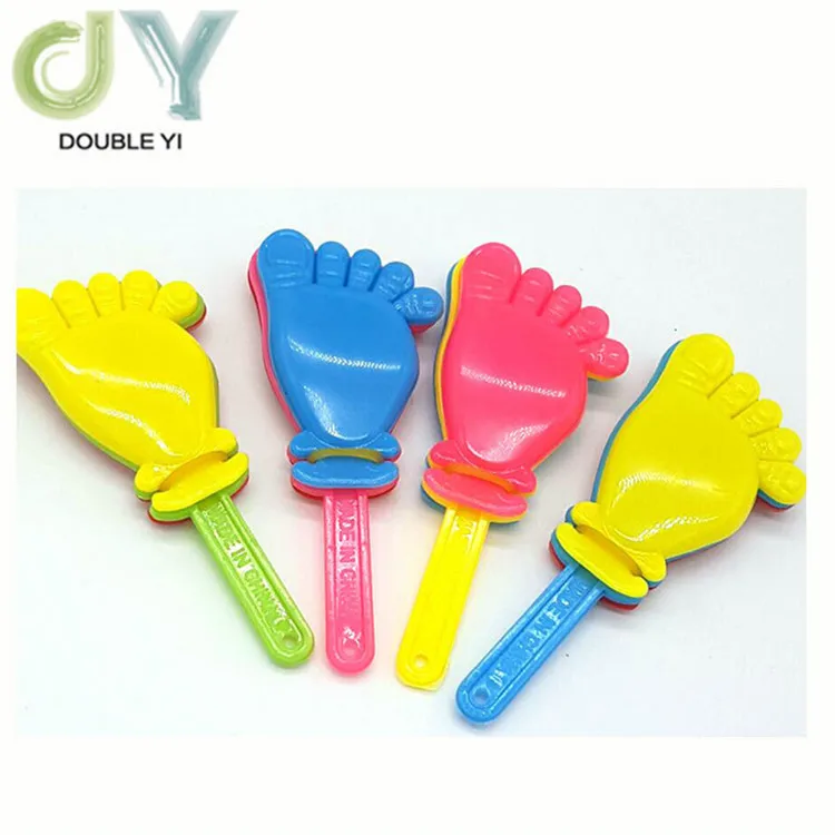 Mini cartoon foot shape plastic clapper toy for wholesale