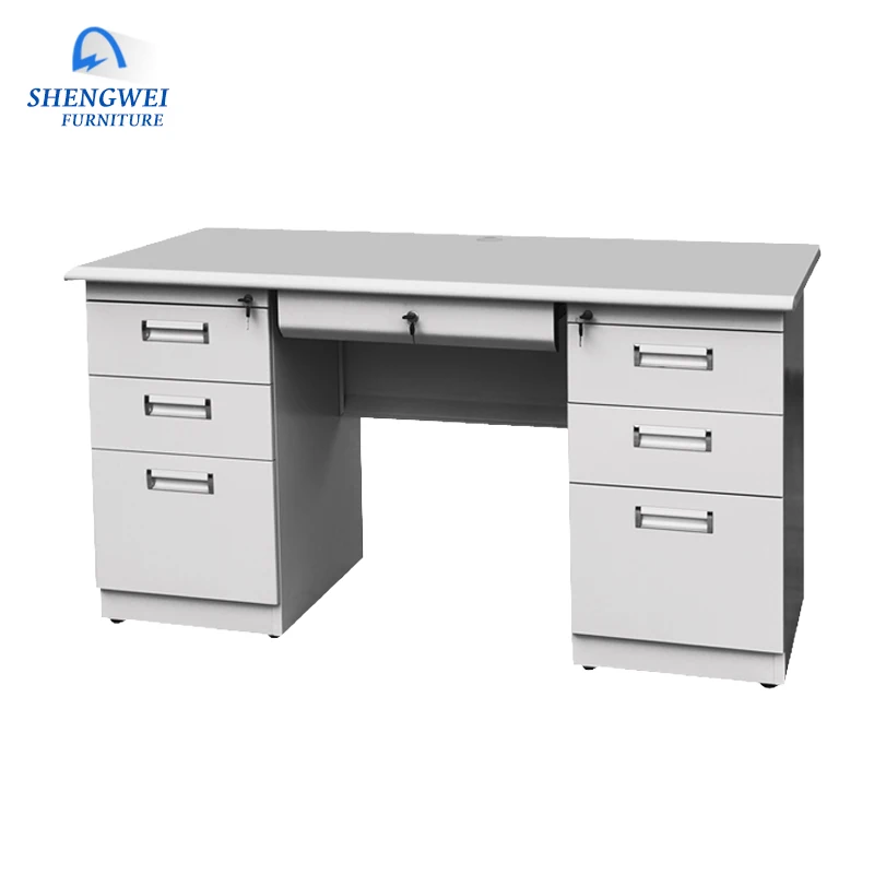 High quality customized steel library desk easy assemble drawer table for office