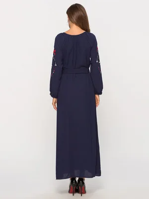 
Lady Loose O-Neck Embroidered Long sleeve Ethnic Muslim Dress 