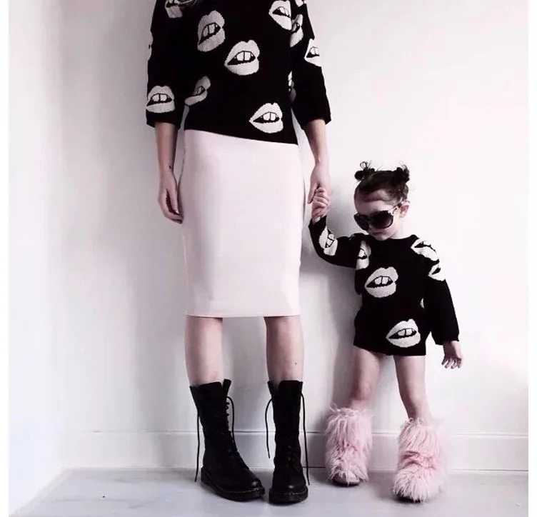 2016 Spring Autumn Family Matching Outfits Sweaters Long Sleeve Sweaters for Mom and Daughter Mother Fashion