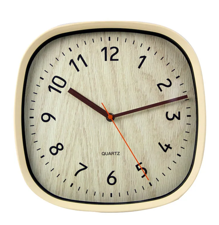 
Wooden Finished Square Modern Creative Wall Clock for Home Decoration 