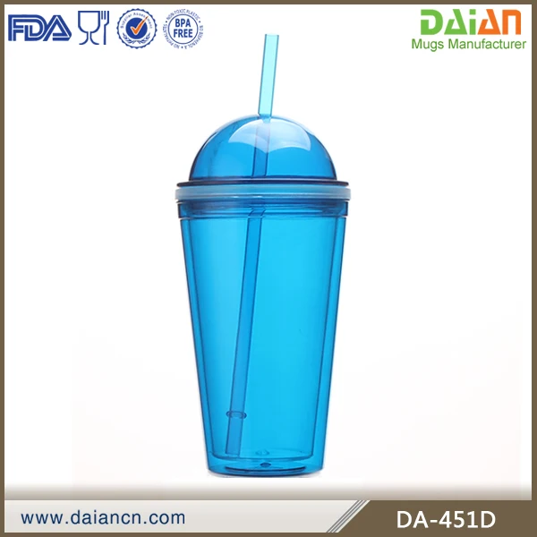 Красочная двойная стена блестящая вставка тумблер с соломой