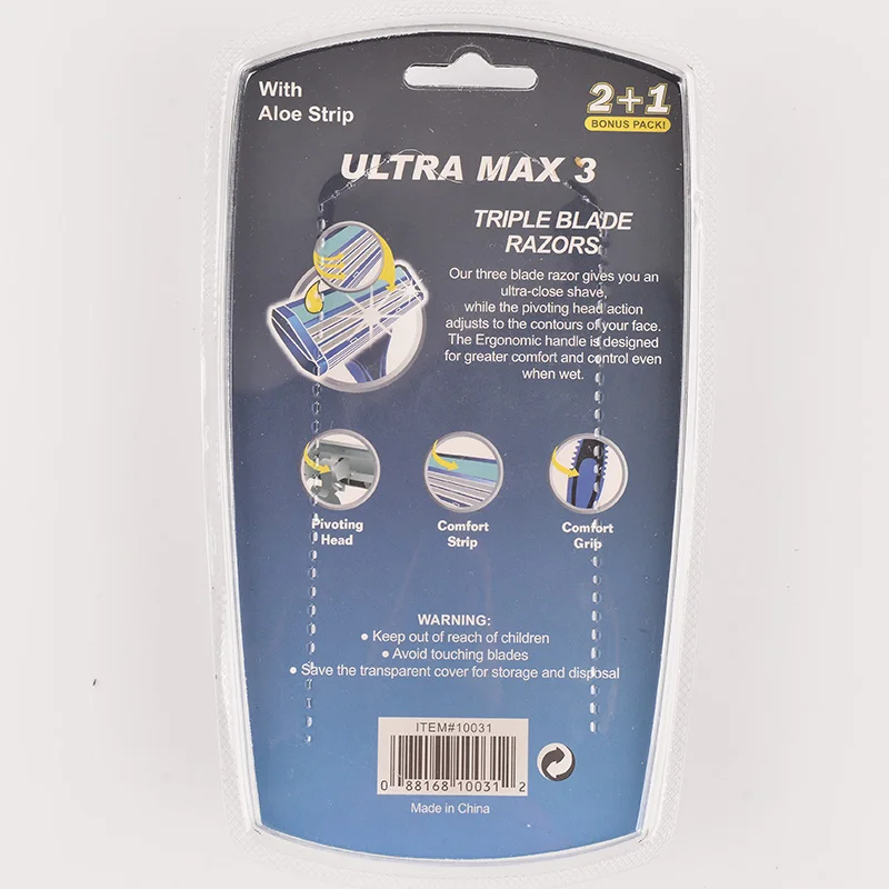 Одноразовая бритва, полиэтиленовый пакет, 3 лезвия