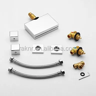 LED Waterfall 3 Hole Bathroom Faucet Basin Taps