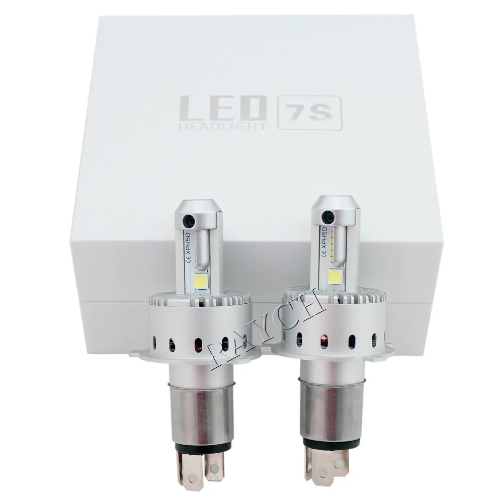 Суперъяркая Универсальная автомобильная фара 7S H4/9003/HB2 80 Вт лм, высокоинтенсивная светодиодная лампа, аксессуары для стайлинга автомобиля, 1 пара
