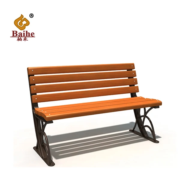 Baihe Leisure Garden Wood Chair Wooden Cast Iron Outdoor Wood Park Bench