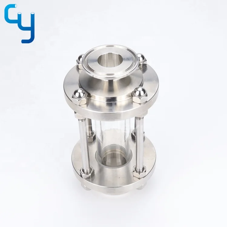 Sanitary pipe fittings stainless steel straight tubular sight glass with protective cover