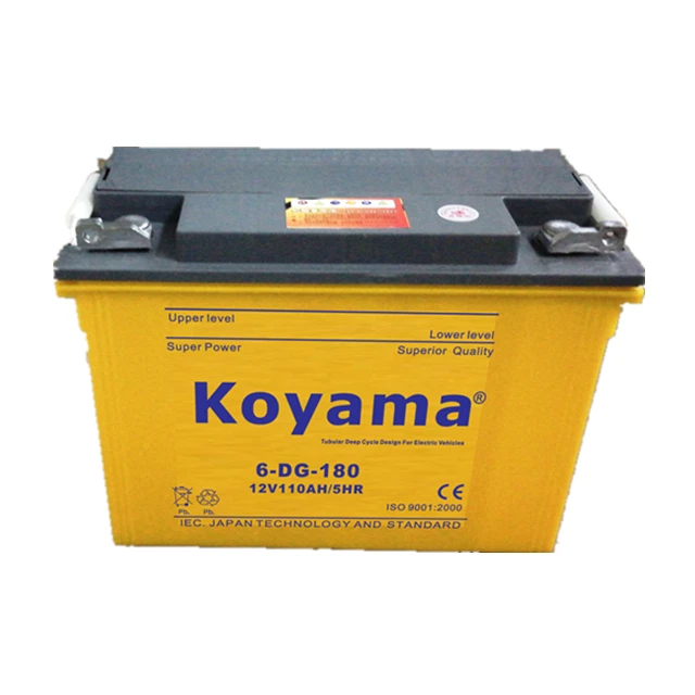 Глубокий велосипедный трехколесный велосипед Koyama 12V180AH, сухая батарея, трубчатая конструкция глубокого цикла для электрических транспортных средств 6-DG-180