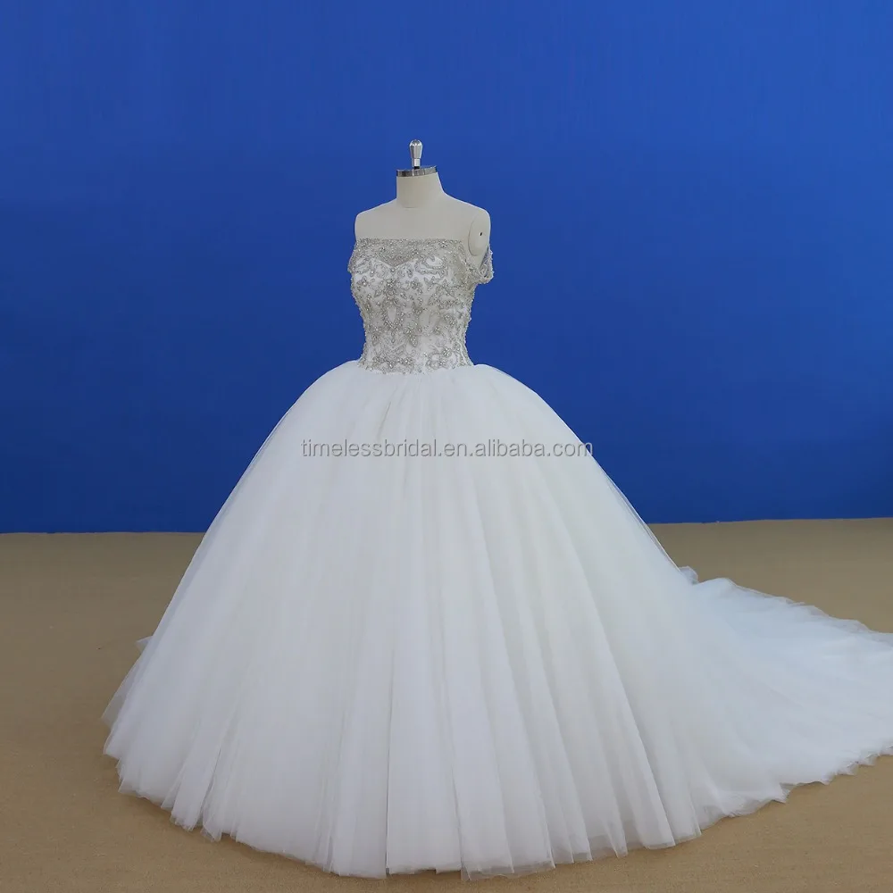 New arrival off shoulder heavy beaded embroidery corset ball gown wedding dress factory direct
