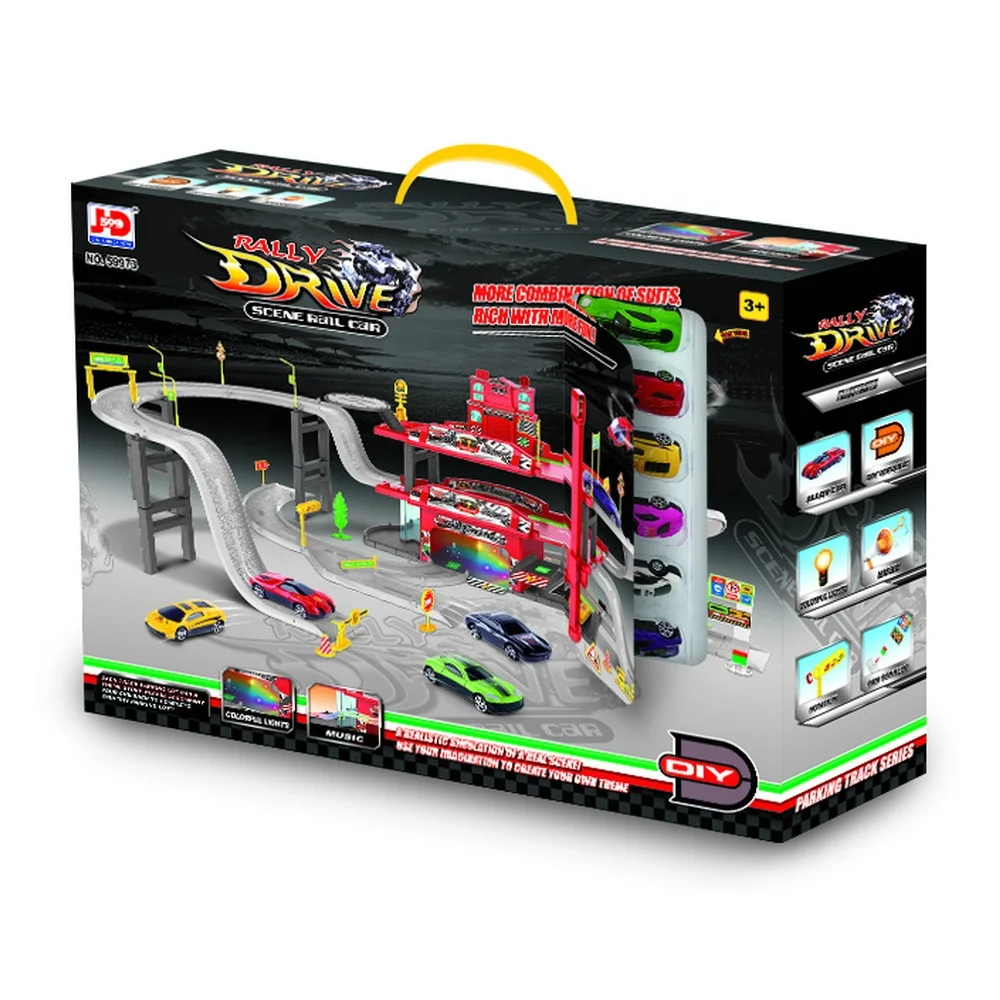 Hot sale latest model with 6pcs alloy cars toy parking garage for kids.