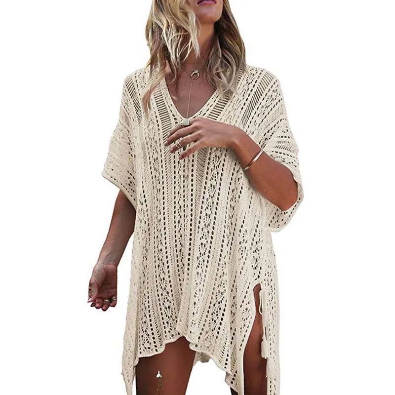 LDDRESS New Design Colorful Hollow Out Womens Summer Crochet Swimwear Beach Dress Tops Sexy Bikini Swimsuit Cover Up
