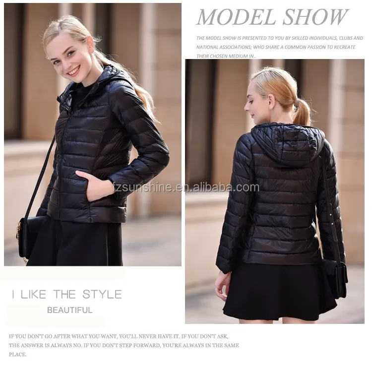 2023 Women Ultra Lightweight Foldable Jacket with portable bag White Duck Down Jacket Hooded