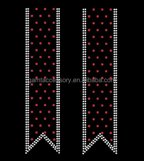 Fullbling rhinestone crystal hotfix cheer bow strip transfer