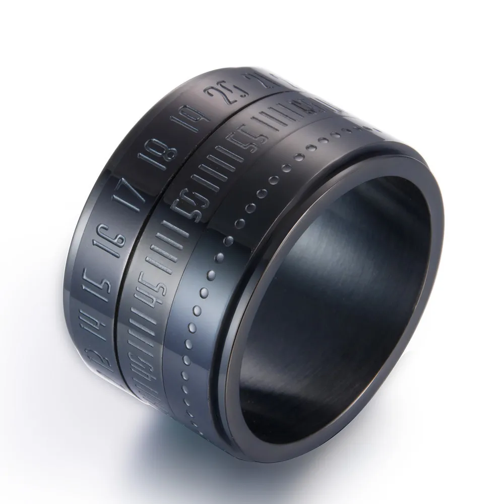 YWMT 2019 Wholesale Korean Arabia Number Rotation Stainless Steel Ring For Men