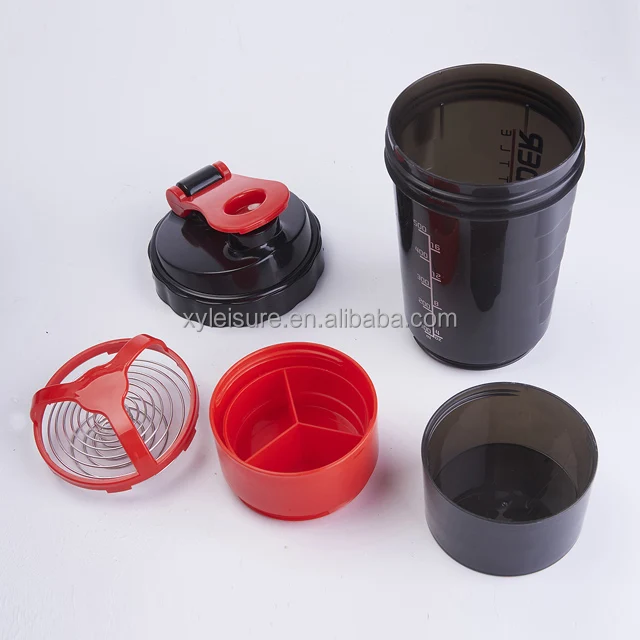 500ml spider shaker bottle with pill box protein spider shaker cup