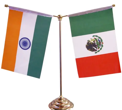 Two Flags Desk Table Top Rectangle National Country Flag Metal or Plastic Pole Stand for Christmas Business Office Decoration