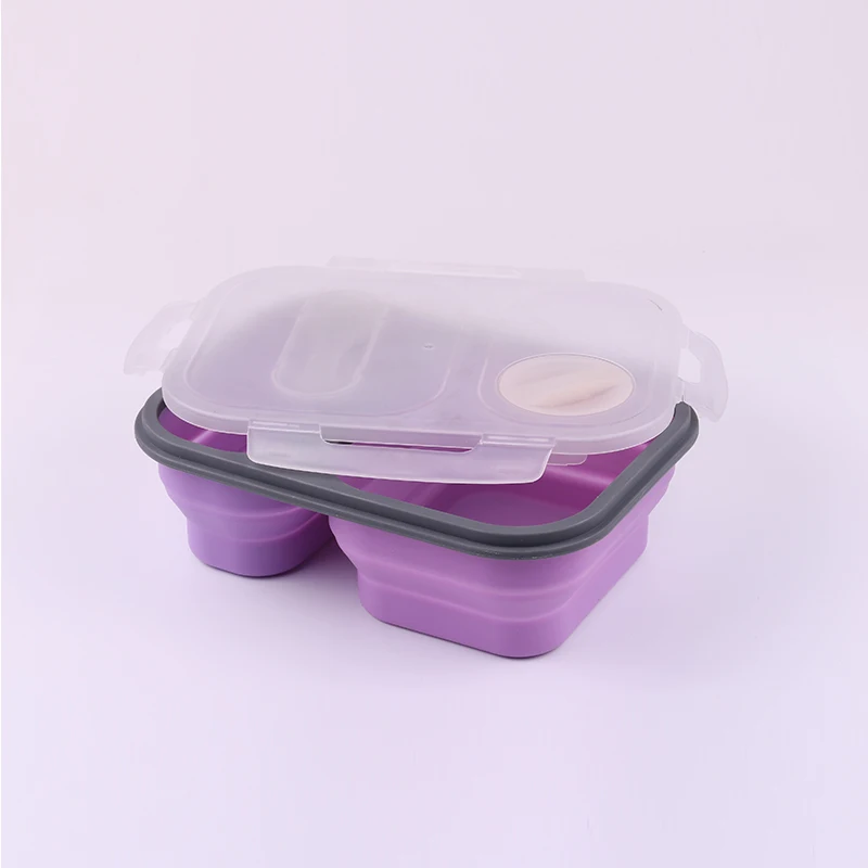 Collapsible lunch box food storage container microwavable portable picnic camping rectangle food box