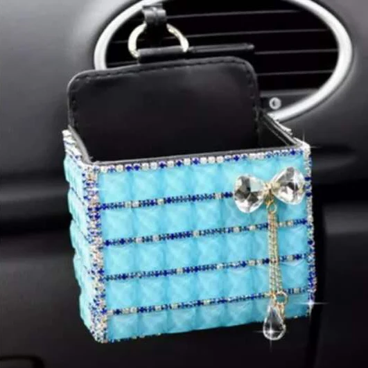 Роскошный Автомобильный держатель для кондиционера с кристаллами, универсальный автомобильный держатель для вентиляционного отверстия, коробка для хранения, сумка, чехол, держатель для телефона