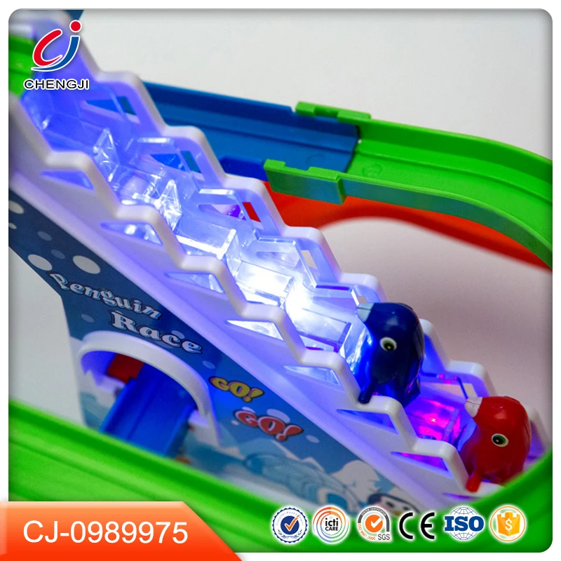 Attractive kids inertial race battery operated penguin toys tracks