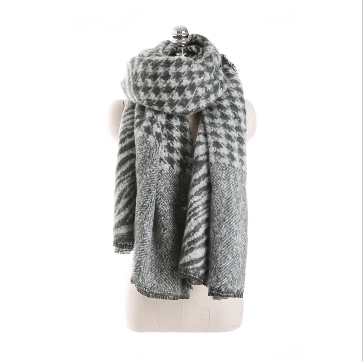 Lady Womens Mens Winter Blanket Cozy Pashmina Jacquard Houndstooth Scarf