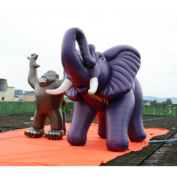 Large Inflatable Elephant and Giant Inflatable Gorilla advertising Chimpanzee Animal model balloon