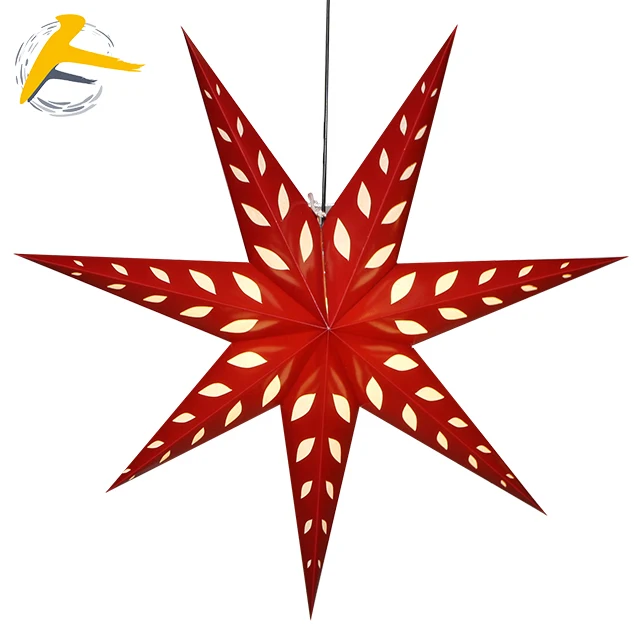 Fashion Glitter Purple Paper  Star LED Light Hanging Lantern Christmas