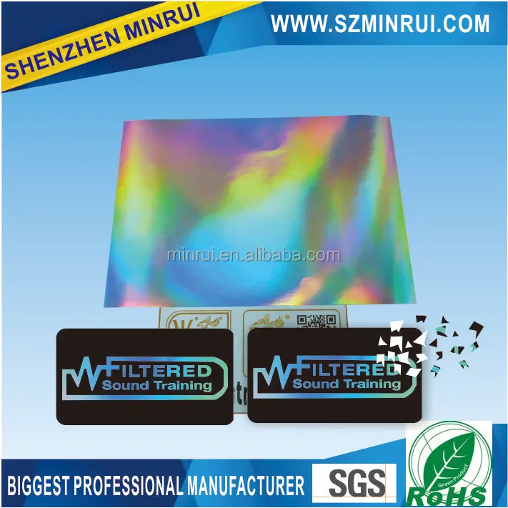 holographic ultra destructible label paper hologram eggshell sticker vinyl roll