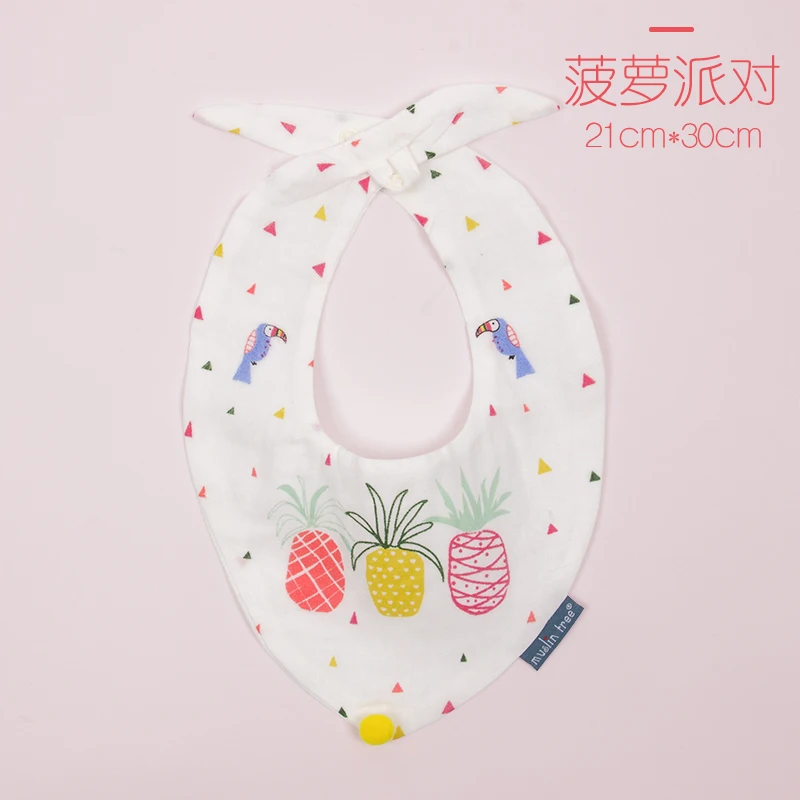 100% Cotton OEM Service Muslin Tree Cotton Washable Baby Bibs Cotton Baby Bibs