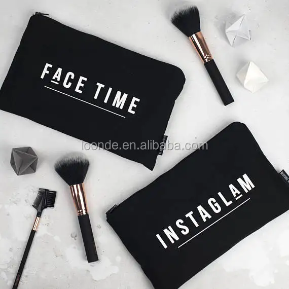 Natural durable black champagne campaign make up brush bag