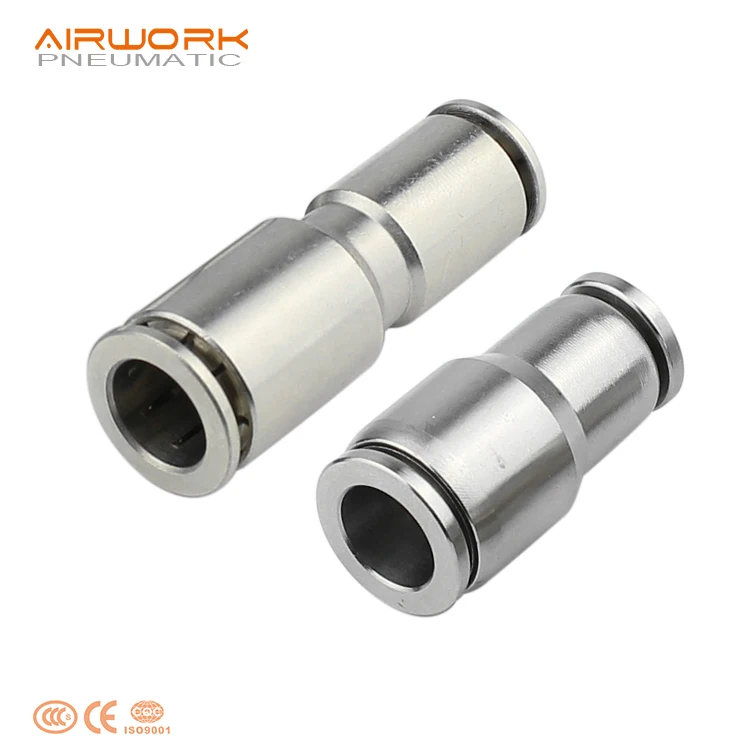 PB 1/2 tubing tee t-y pipe quick fitting brass pneumatic air hose metal quick connector 8-1/4