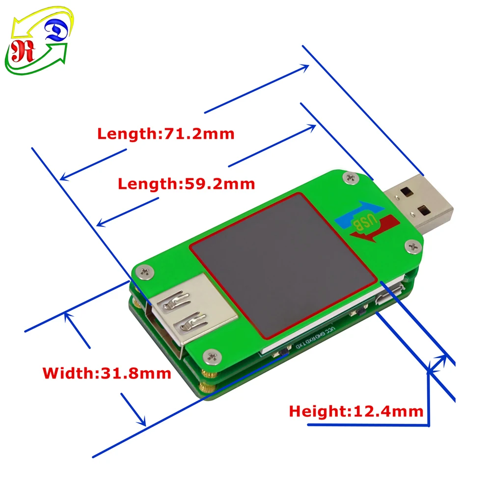 RD USB 2.0 UM24 Color LCD Display voltmeter ammeter measure cable resistance USB Tester analog panel Voltage Meter