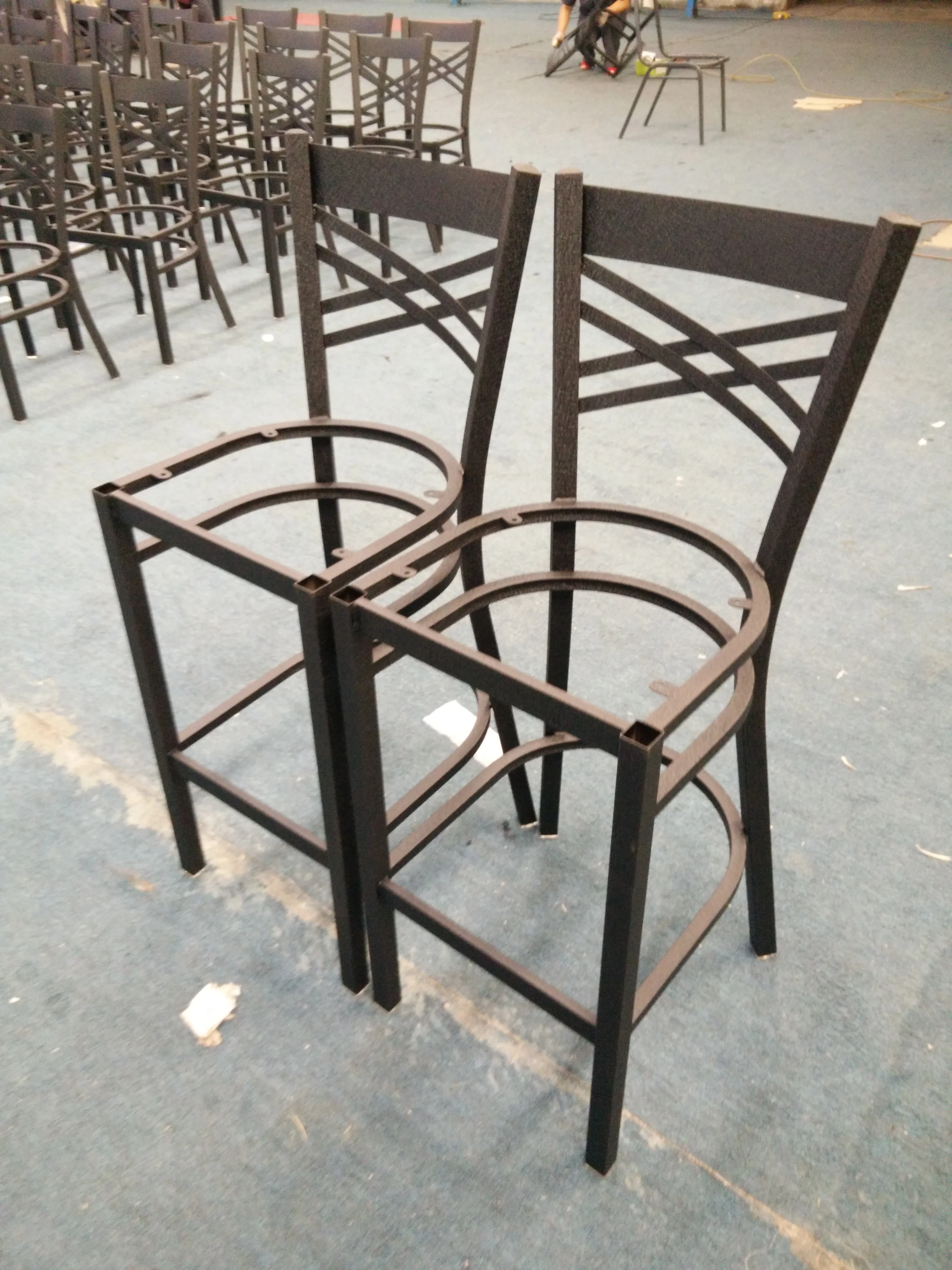 dining metal iron frame leather seat bar restaurant  chair