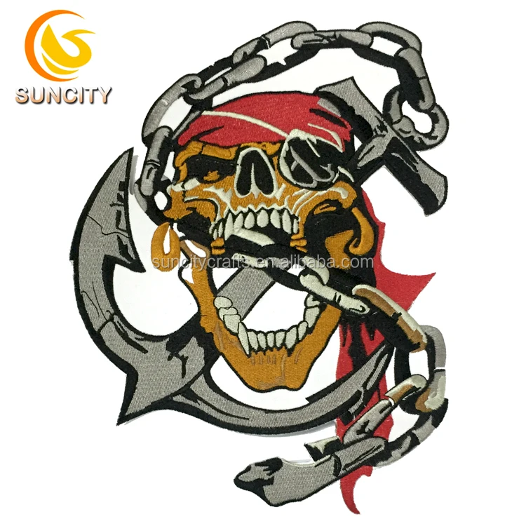 Garment Accessories High Quality Skull Iron Embroidery Patch Rock and Rider Moteros Embroidery Patch With Iron On