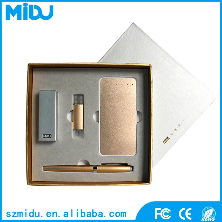  3 в 1 power bank pen u диск бизнес-рекламные низкая цена подарочный набор подарочной коробке наборы подарков новые