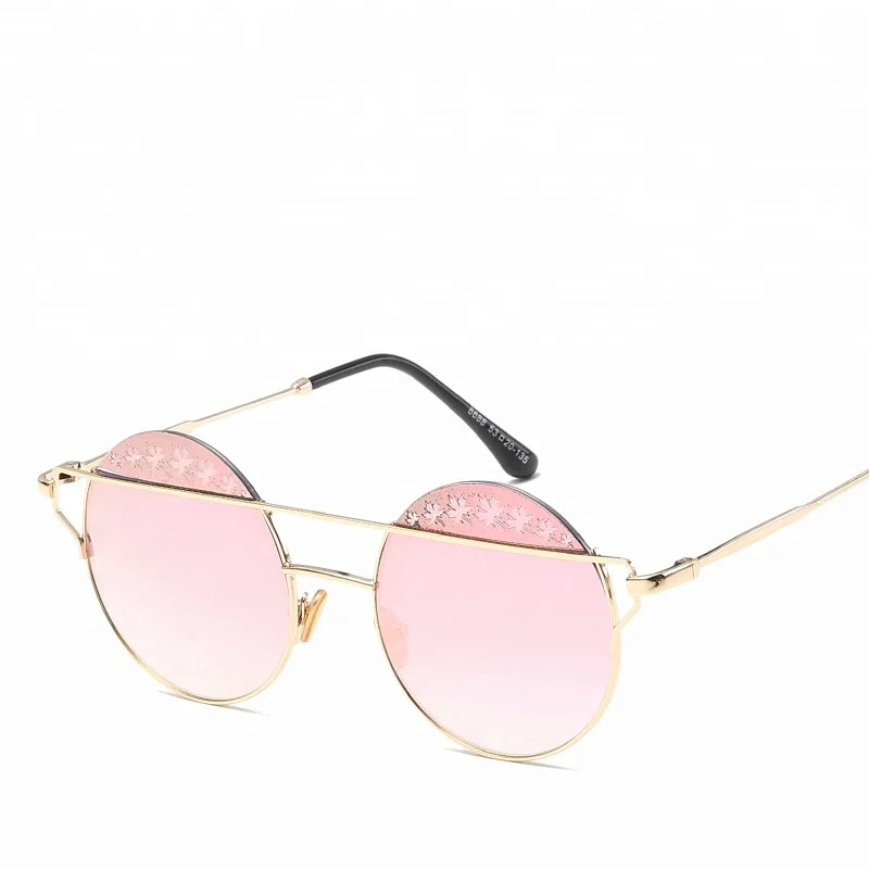 Sinle Lucky Clover Sunglasses circle shape sun glasses metal arm glasses circle sunglasses