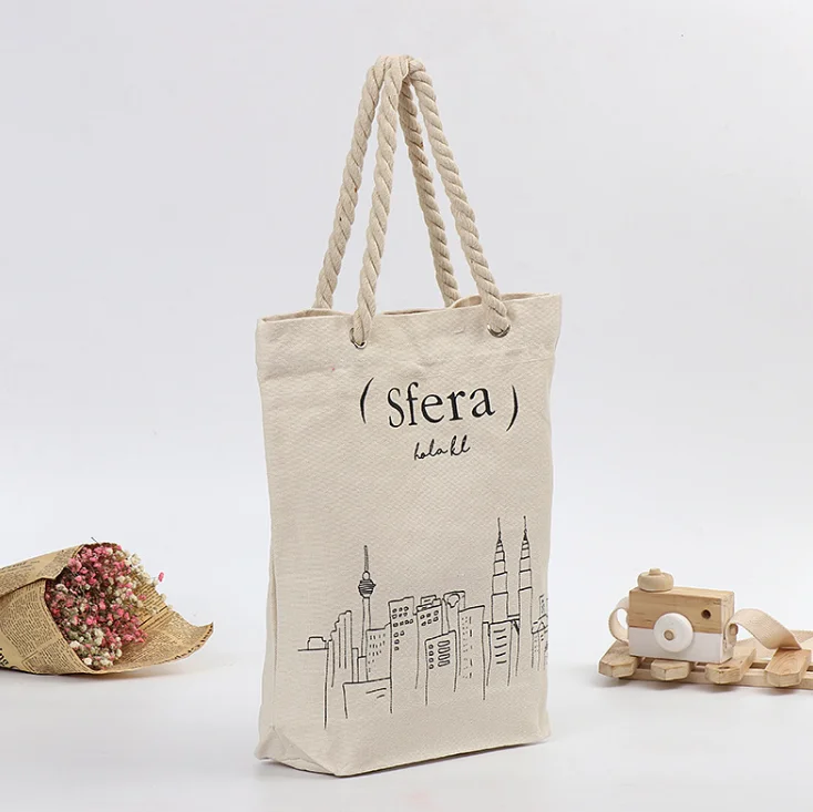 Promotional Gift Foldable Tote Cotton Canvas Shopping Bag Customized Logo