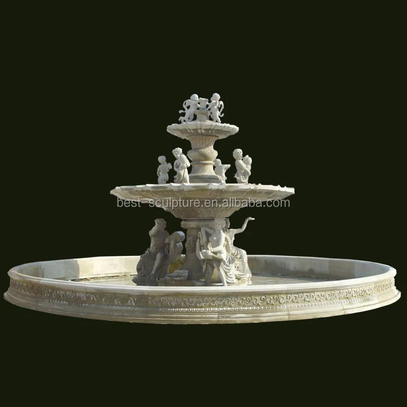 outdoor marble sculpture fountain with Circular pool surrounds for sale