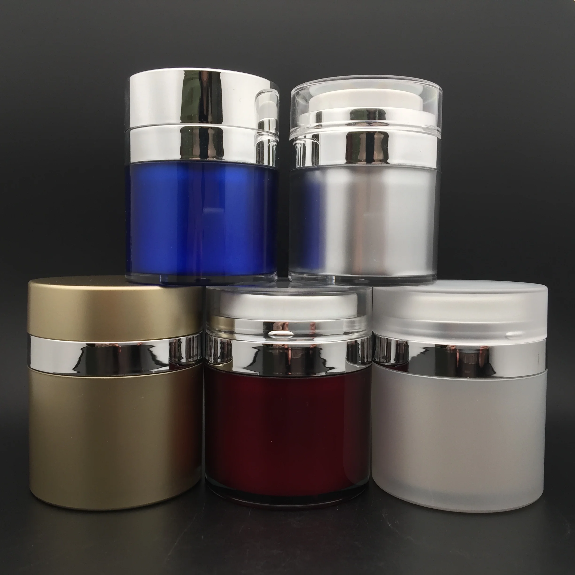 30g white matte or brushed silver lids airless cream jar