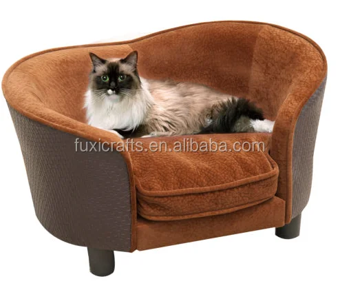 
PawHut Luxury Pet Sofa Bed Dog Cat Plush Couch Lounge w/ Cushion Brown 