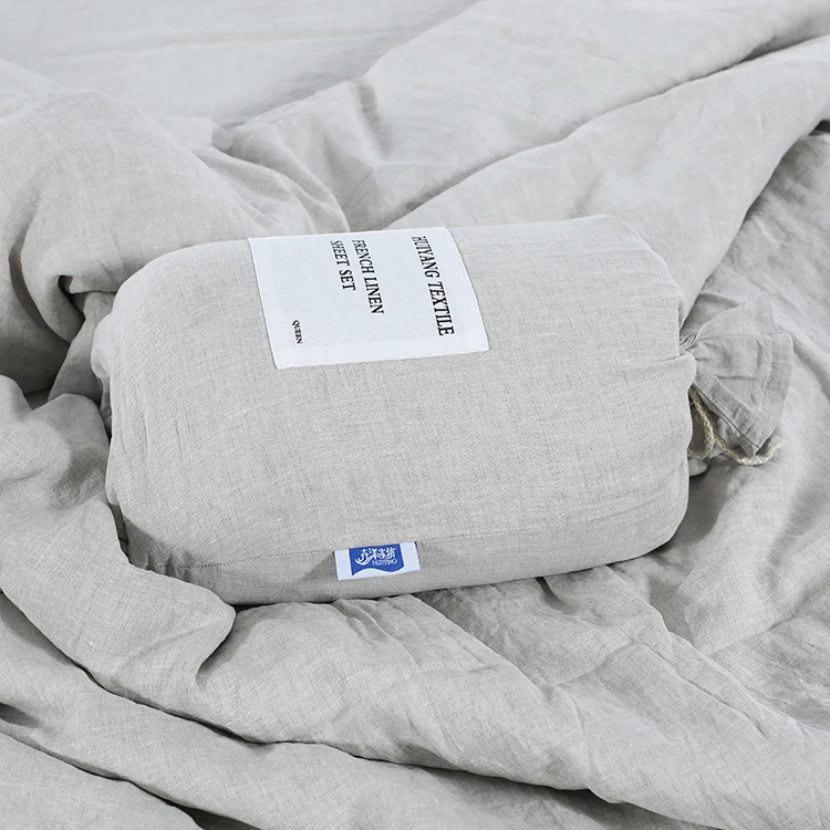 100% pure linen bedding set Vintage washed linen bed sheets