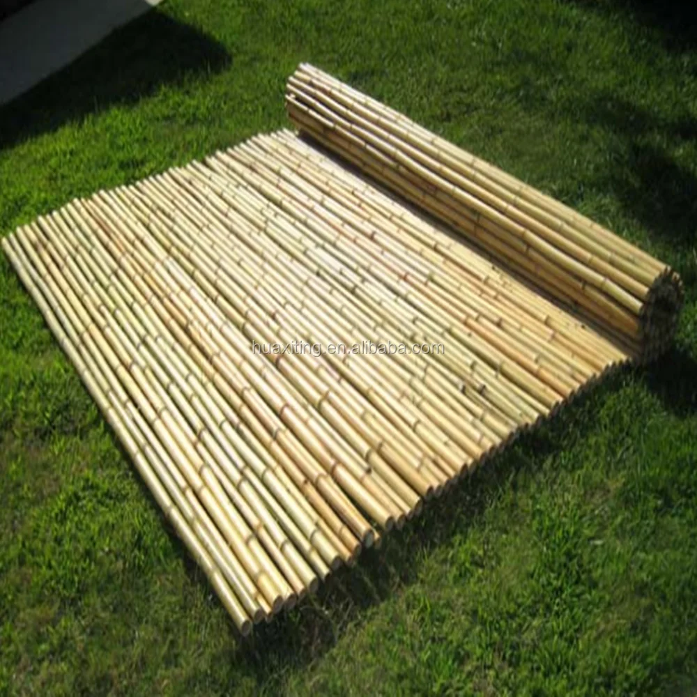 poles bamboo fence in natural color /Aged bamboo fence with black twine