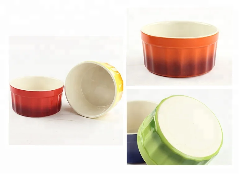 
Gradient Ramp Ramekin, Mini Dessert cup, Ceramic Souffle Dishes Oven Safe 