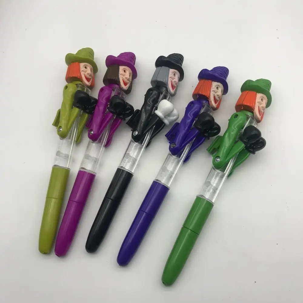 New products Halloween gift Ballpoint pen with LED light,witch boxing pen for souvenirs gifts