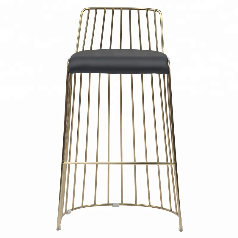 Современные матовые золотые барные стулья с спинкой