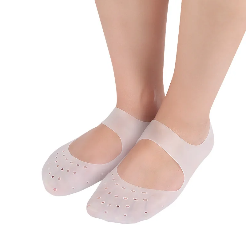 Invisible Silicone Moisturizing Heel Sock Breathable Spa Gel Ankle Boat Sock with arch support massage pad